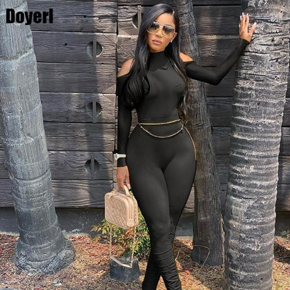 Bandage Bodycon Jumpsuit Long Sleeve Stacked One Piece Jumpsuit Women Fall Clothing 2022 Overalls Party Sexy Jumpsuit Clubwear